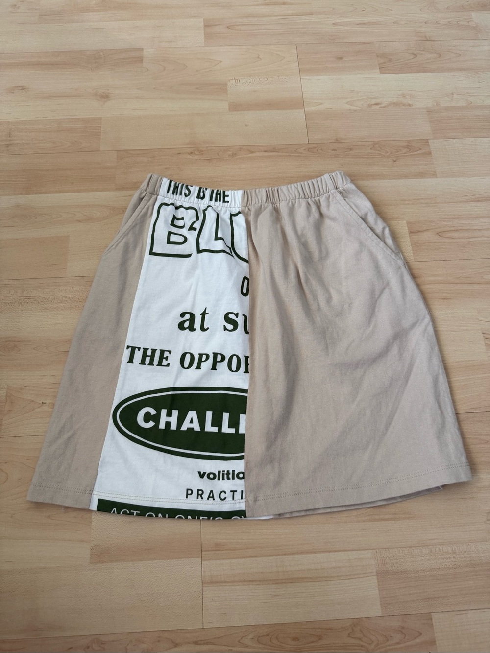 Stylenanda Beige & Green Graphic Panel Skirt Kfashion Korean brand